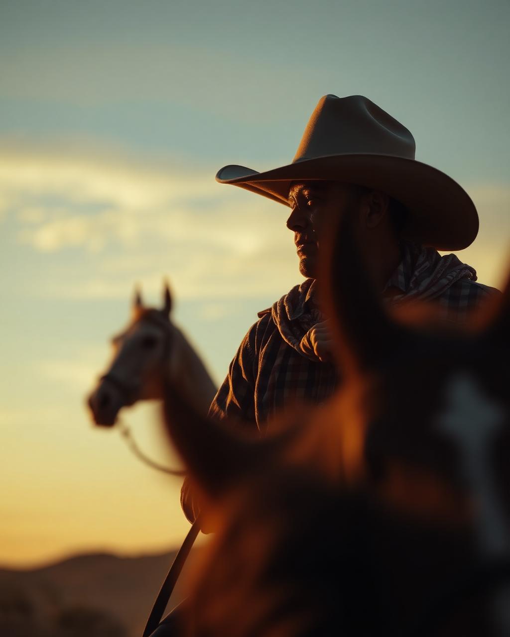 Cowboy ao pôr do sol